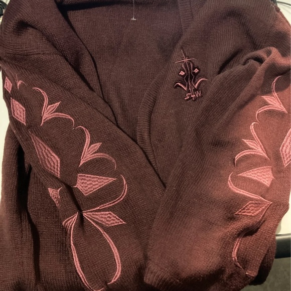 Her Universe Burgundy Cardigan with Pink Embroidery - Picture 6 of 6